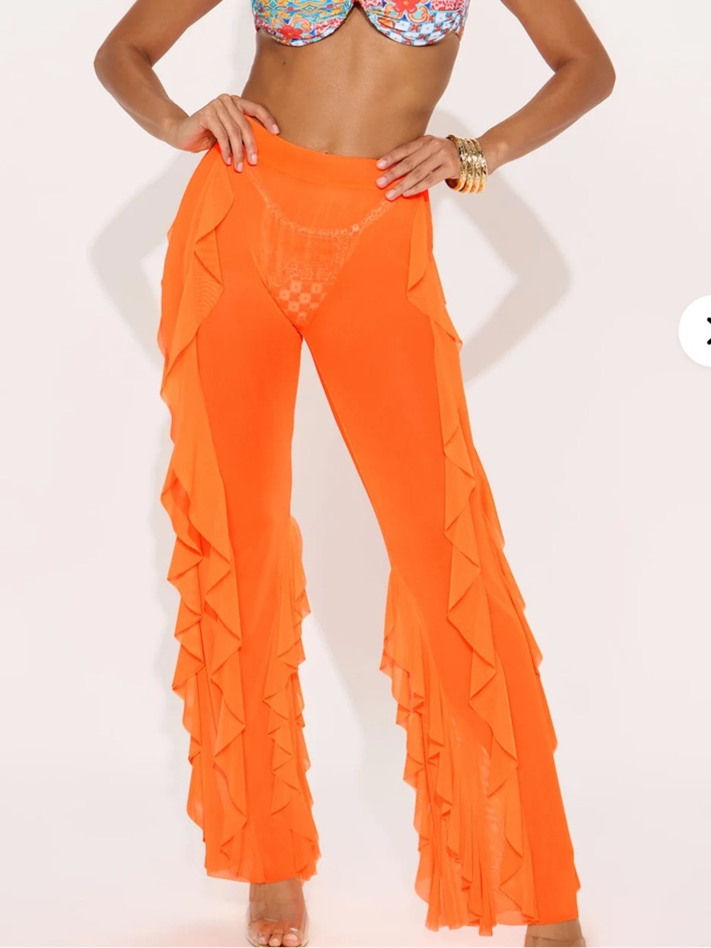 Women's Ruffle Side Orange Pants